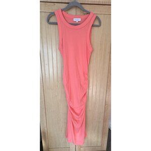 Michael stars Coral Demi dress ribbed knit midi length ruched side tank dress S